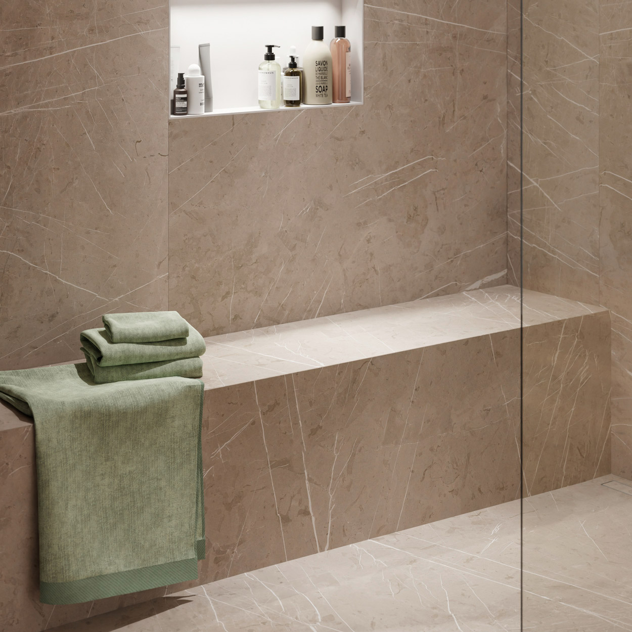 Wedi Top Wall Marble Grau-Beige
